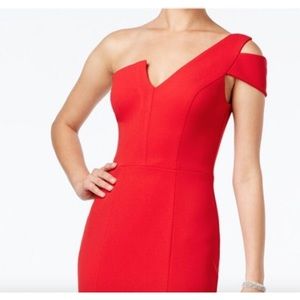 Betsy & Adam One Shoulder, Scuba Crepe Gown